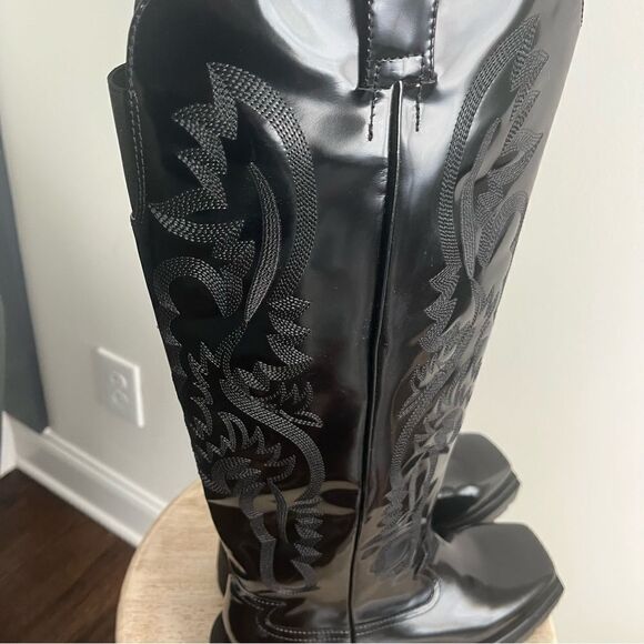 Jeffrey Campbell Night Ride Western Lug Sole Black Knee High Boots Size 9 NWOB - Picture 13 of 13